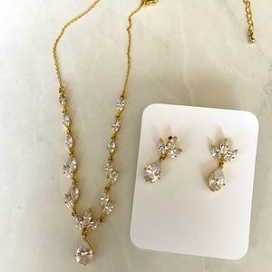 GOLD WEDDING EARRINGS & NECKLACE SET